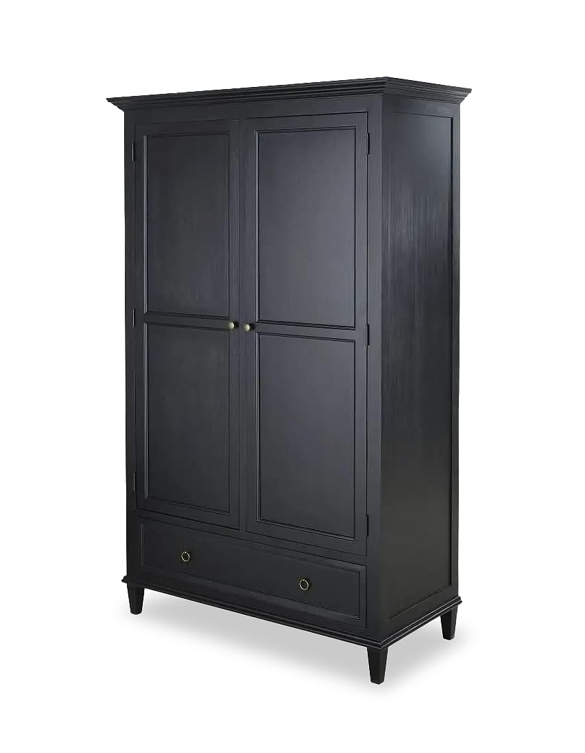 APRODZ Nera Mango Wood Two Door and 1 Drawer Wardrobe Storage Almirah Cupboard for Cloths (Solid Wood - Black)