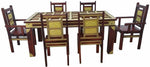 Sheesham Wood Brass 6 Seater Dining Table Set Honey Finish 