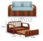 Sheesham Wood 2 Seater Sofa Cum Bed with Storage, (75 x 51 x 30 Inch) 