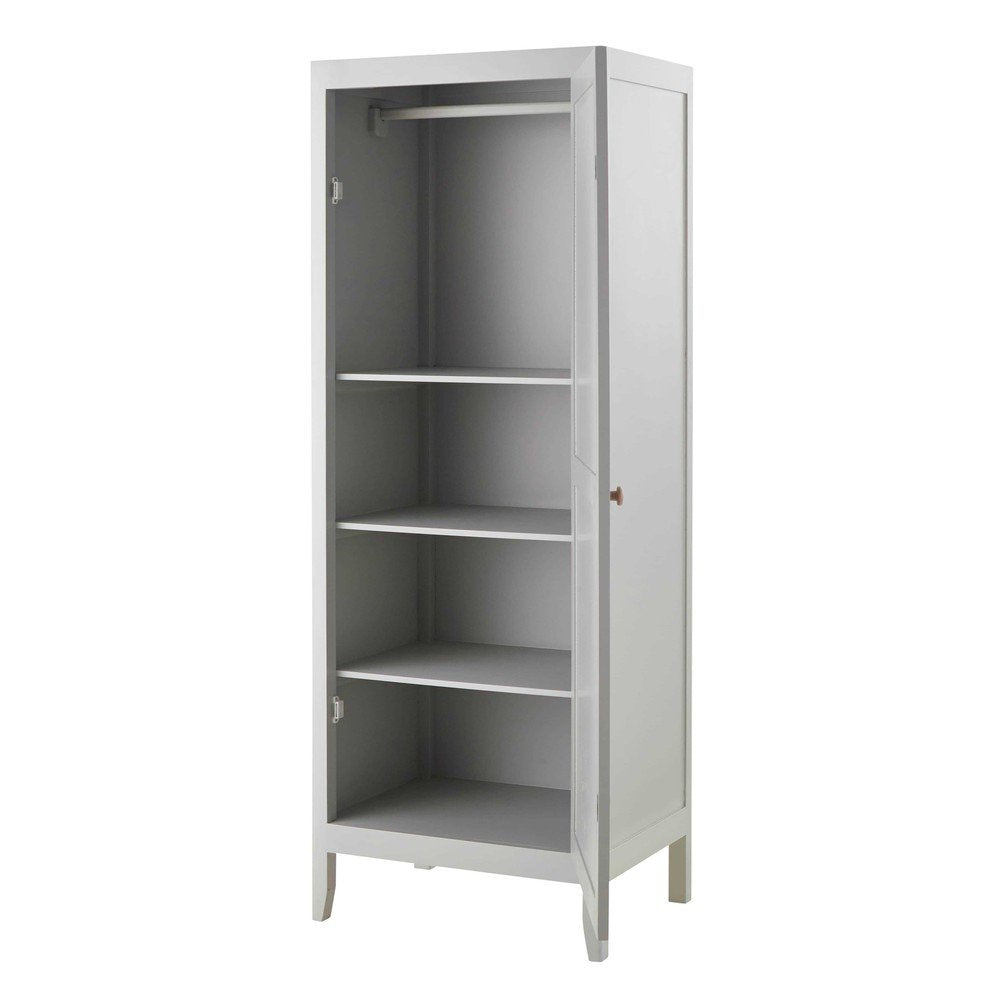 APRODZ Mango Wood Single Doors Multipurpose Storage Kiev Wardrobe Almirah for Living Room | Grey