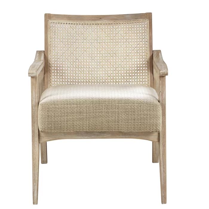 Deleon Living Chair in Cane Back Upholstered | (Light Brown Finish)