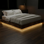 Cowen Floating Bed Frame with LED Lights Metal Slats Underbed Storage Space No Box Spring 