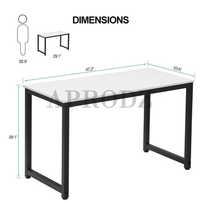 APRODZ Computer Desk 47" Modern Sturdy Office Desk Study Writing Desk for Home Office, White