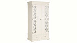 APRODZ Mango Wood Multipurpose Storage 2-Door Porto Wardrobe Almirah for Bedroom | Cream