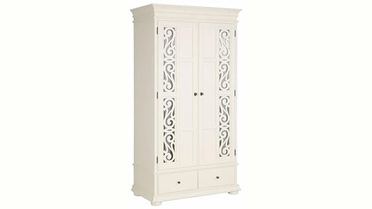 Translation missing: en.APRODZ Mango Wood Multipurpose Storage 2-Door Porto Wardrobe Almirah for Bedroom | Cream