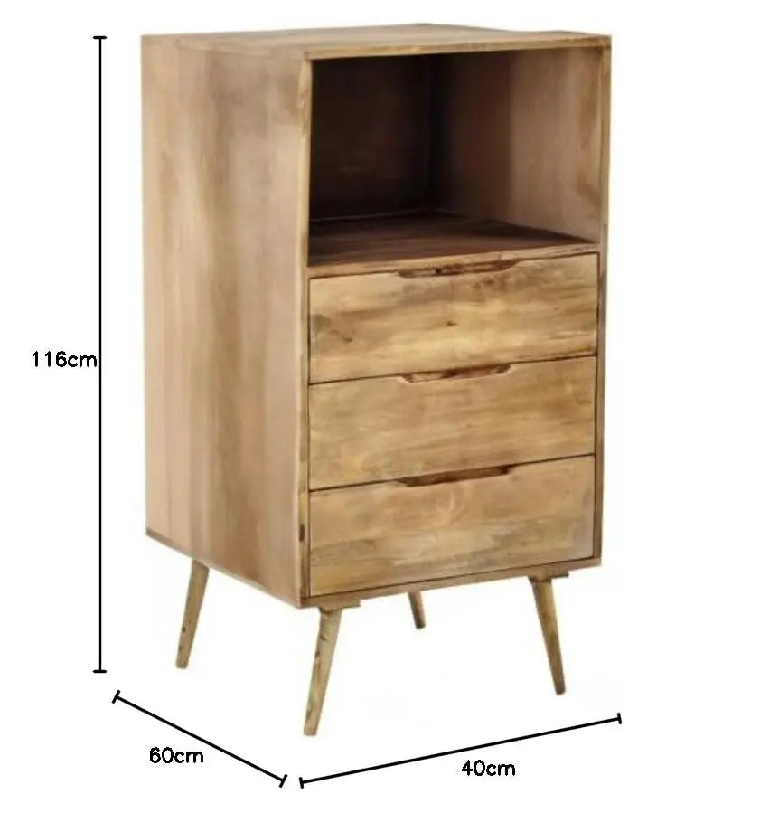 Mango Wood Warsaw Chest of 5 Drawers Storage Dresser for Living Room Furniture (White Finish) 