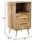 Mango Wood Warsaw Chest of 5 Drawers Storage Dresser for Living Room Furniture (White Finish) 