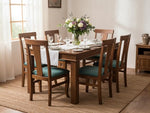 Noetic Solid Sheesham Wood 6 Seater Dining Table with Chairs (Rustic Teak Finish) 