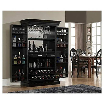 Mango Wood Peetz Royal Stylish Bar Cabinet with Wine Glass Storage for Living Room | Chestnut Finish 