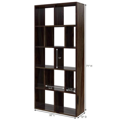 Lizzie Sheesham Wood Asymmetrical Cube Home Office Bookcase