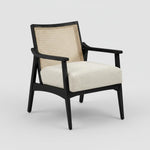 Deleon Living Chair in Cane Back Upholstered | (Light Brown Finish) 