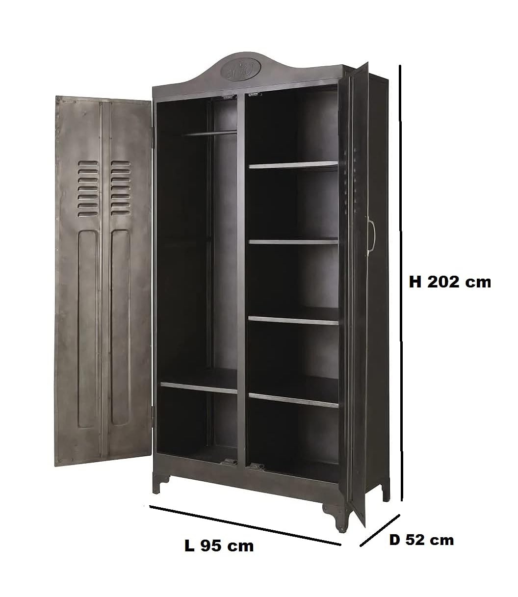 APRODZ Metallo Metal 2-Door Wardrobe Storage Almirah Cupboard for Cloths (Metal - Gray)