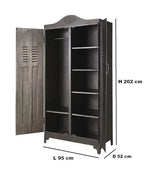 Metal Wardrobe 2‑Door Bedroom Almirah – Space‑Saving Storage Organizer | Dark Grey 