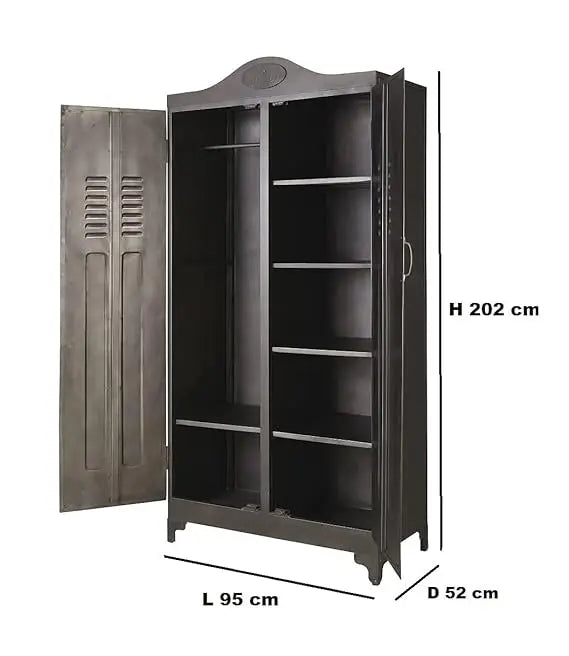 Translation missing: en.Metal Wardrobe 2‑Door Bedroom Almirah – Space‑Saving Storage Organizer | Dark Grey 