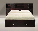 Solid Wood Storage Queen Size Trapez Bed and 2 Side Table for Bedroom Stylish | Mohogany Finish 