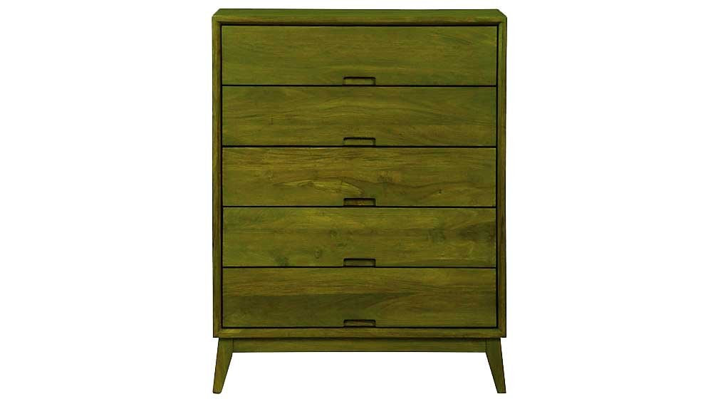 Mango Wood Storage Cabinet Cruz Chest of 5 Drawers Furniture for Living Room | Brown 