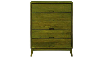 Mango Wood Storage Cabinet Cruz Chest of 5 Drawers Furniture for Living Room | Brown 