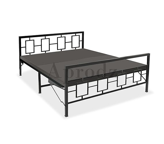 Metal Bed | Metal Bed With Foam Mattress Included | (King, Queen, Single Size with Mattress) (Geometric Design & Geometric Design with Foam) Aprodz