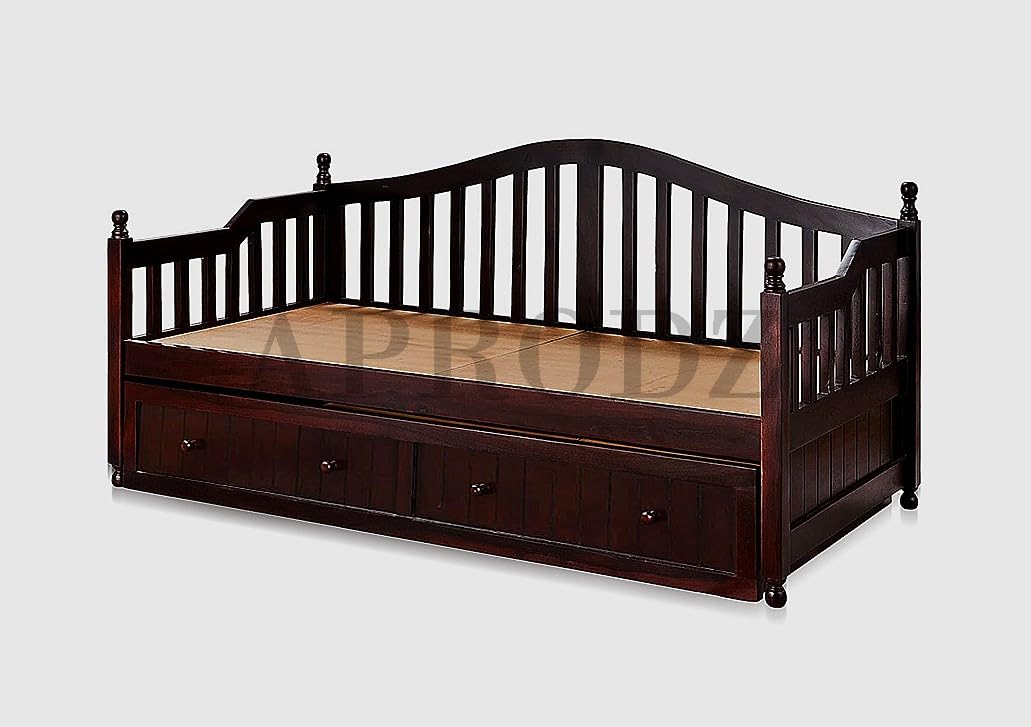 Drummo Sheesham Wood Daybed with Trundle Bed