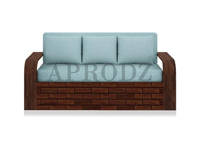 Sheesham Wood Sofa Cum Bed, 3 Seater with Blue Upholstery (75 x69 x30 Inch)  Sheesham Wood Sofa Cum Bed (3 Seater)