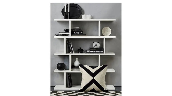 Solid Wood Rise 5 Tier Bookcase Shelf for Living Room | Book Shelves | White Finish 