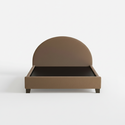 Upholstered Bed Frame, Green Fabric with Wooden Construction, Arched Headboard Platform Bed
