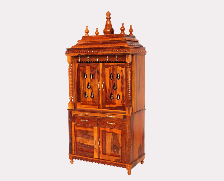 Translation missing: en.Handcrafted Sheesham Wood Temple with 2 Drawer for Pooja Room | Temple for Home 