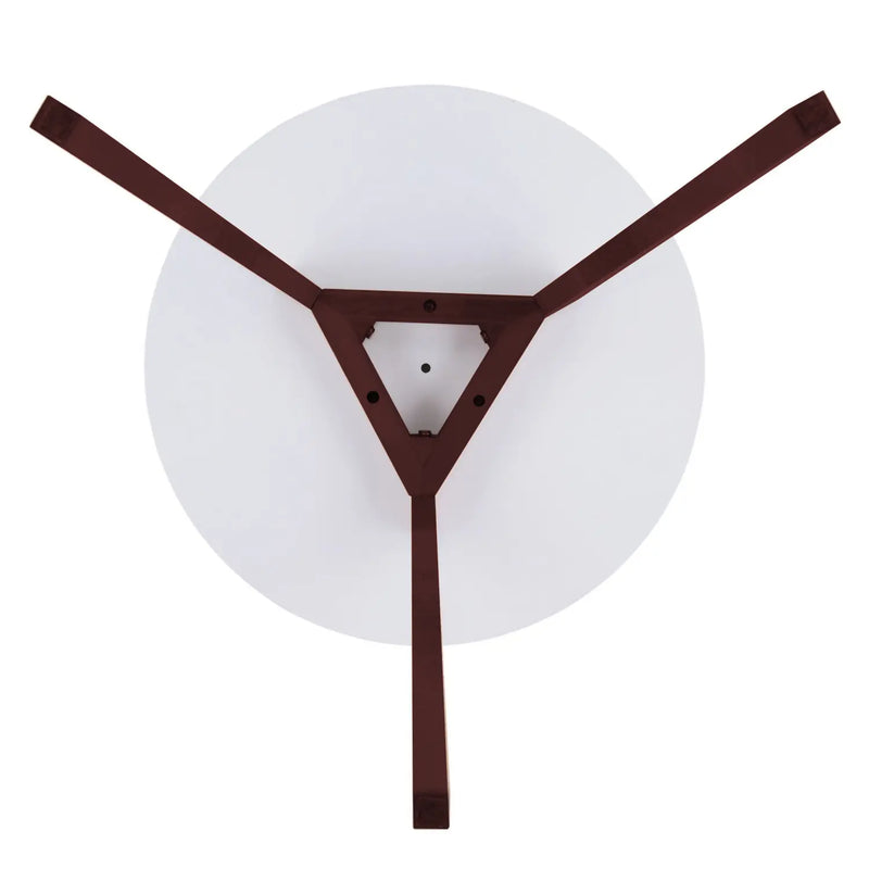 Mid-Century Modern End Table White Round Tabletop &amp; 3 Acacia Legs 