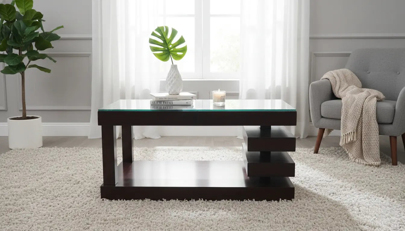 Sophisticated Centre Table without Tempered Glass Top | Modern Living Room Coffee Table | Stylish & Durable Wooden Base | Home Decor Furniture 