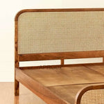 Rattan Cane Bed Frame – King & Queen Size, Walnut Finish 