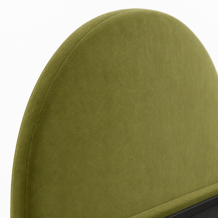 Translation missing: en.Upholstered Bed Frame, Green Fabric with Wooden Construction, Arched Headboard Platform Bed 