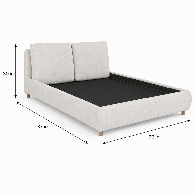 Upholstered Platform Bed with Two Removable Pillow Headboard 