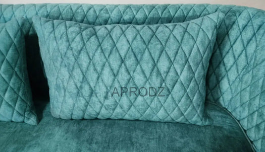 Translation missing: en.modern 3-seater sofa Luxury Curved Velvet Sofa with Gold-Plated Back – Premium High-Density Foam, Criss-Cross Stitch Design, Modern 3-Seater for Living Room (Teal Blue) 