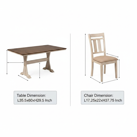 Translation missing: en.Solid Wood Torrance 6 Seater Dining Table Set for Home | Dining Furniture | Brown &amp; Cream Finish 