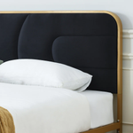 Modern Metal Platform Bed Frame with Upholstered Velvet Tufted Headboard & Heavy-Duty Slat Support - Black 