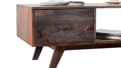 Sheesham Wood Juma Stylish Coffee Table with Drawer for Living Room | Center Table for Home | Brown Finish