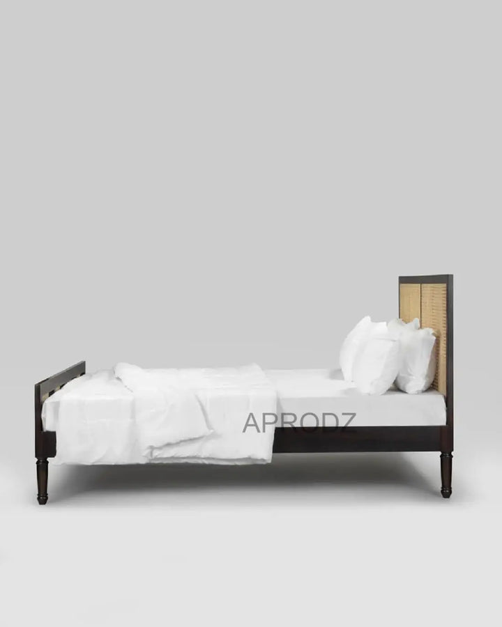 Translation missing: en.Mango Wood and Rattan Cane King Size &amp; Queen Size Bed Frame, Black Finish 