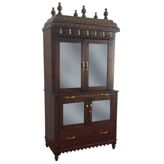 Translation missing: en.APRODZ Handcrafted Sheesham Wood Temple with 1 Drawer for Pooja Room | Temple for Home | Pooja Mandir | Full Size |Brown Finish