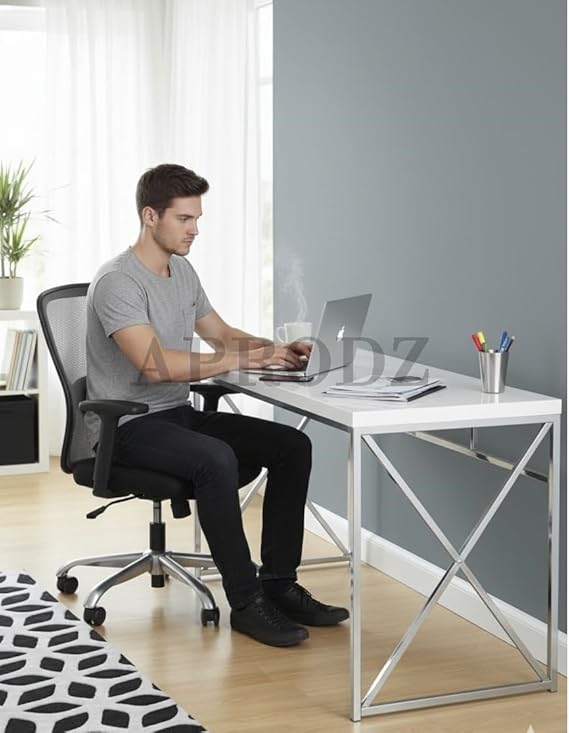 Mango Wood Wolfeng Study Desk Table for Home and Office | White Finish 