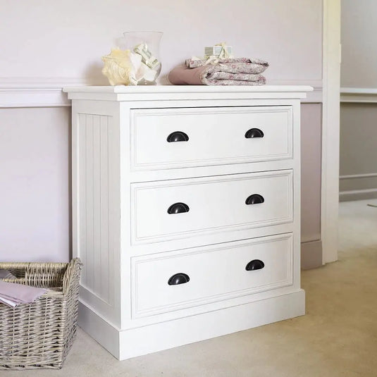 Translation missing: en.APRODZ Mango Wood Marceio Chest of 3 Drawers Storage Cabinet for Living Room | Wooden Sideboard | White Finish