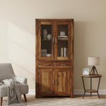 Bookshelf | Sheesham Wood Wooden Storage Organizer | Shelves Bookcase Rustic Durable, Stylish & Compact Design for Home, Office & Living Room | Furniture Organizer Elegant Finish (Brown) 