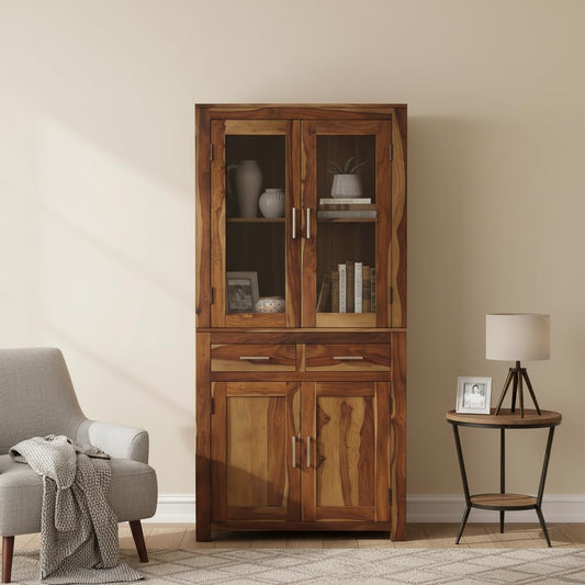 Bookshelf | Sheesham Wood Wooden Storage Organizer | Shelves Bookcase Rustic Durable, Stylish & Compact Design for Home, Office & Living Room | Furniture Organizer Elegant Finish (Brown) 