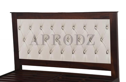 Fluted Upholstered Fabric Queen Size Design Bed Without Storage (sheesham Wood)