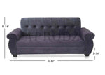 Modern Sofa Set 3 Seater Velvet Fabric Sofa Upholstered Chaise Lounge with Button Design, Living Room Furniture Sofa for Home & Office 
