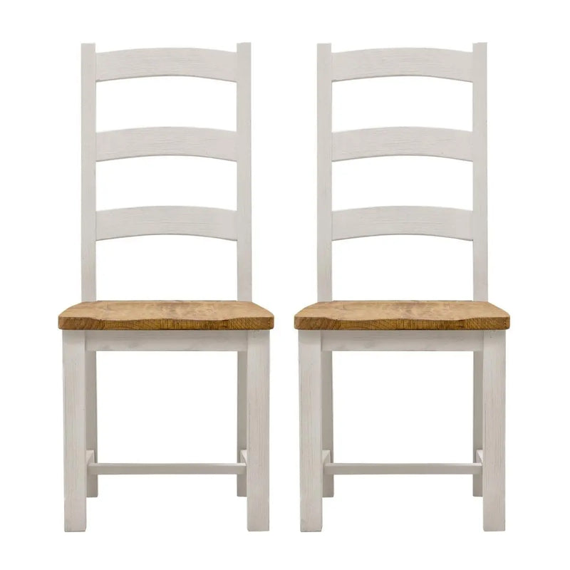 APRODZ Soild Wood Bilbao Dining Chair Set for Home | Set of 2 Chair | White Finish