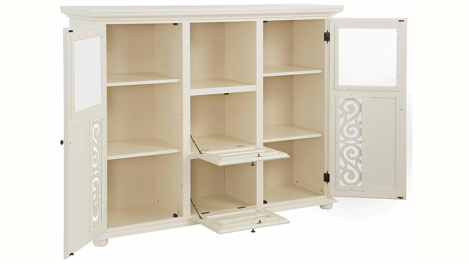 APRODZ Soild Wood Fora Sideboard Storage Cabinet for Living Room | White Finish