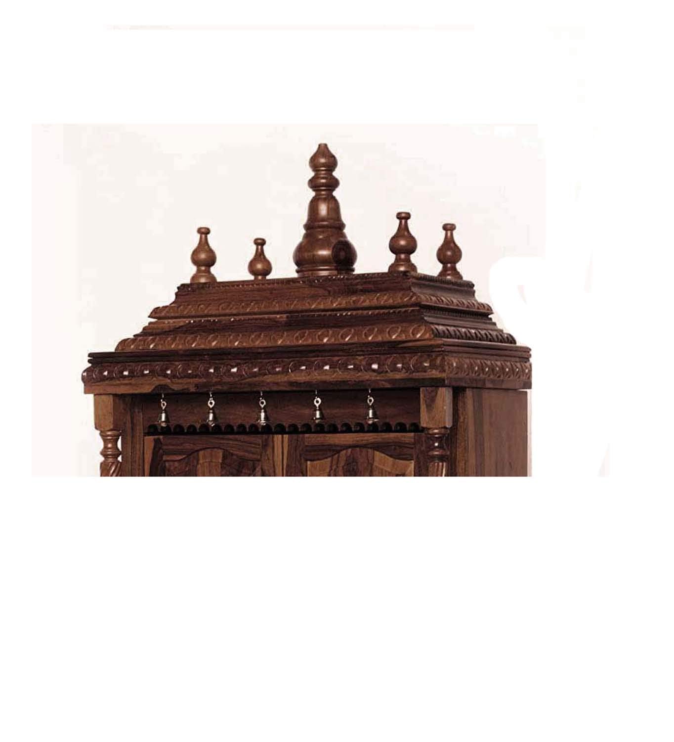 APRODZ Handcrafted Sheesham Wood Temple with Storage for Pooja Room | Temple for Home | Pooja Mandir (Standard, Walnut Finish)