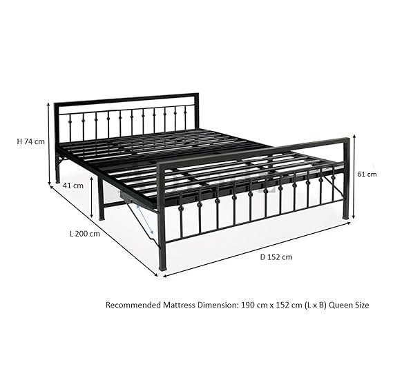 Metal Bed | Victorian Style & Victorian Style with Foam| Folding Bed No Assembly Required | Powder Coated |(King Size & Queen Size) Aprodz
