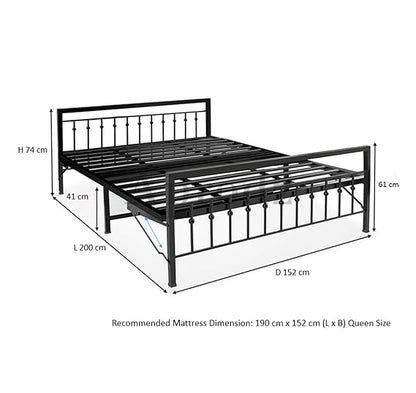 Metal Bed | Victorian Style & Victorian Style with Foam| Folding Bed No Assembly Required | Powder Coated |(King Size & Queen Size) Aprodz
