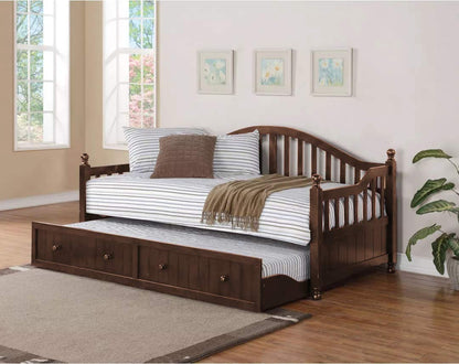 APRODZ Mango Wood Oyster Daybed with Trundle Bed with Drawer Storage for Home Bedroom (White Finish)